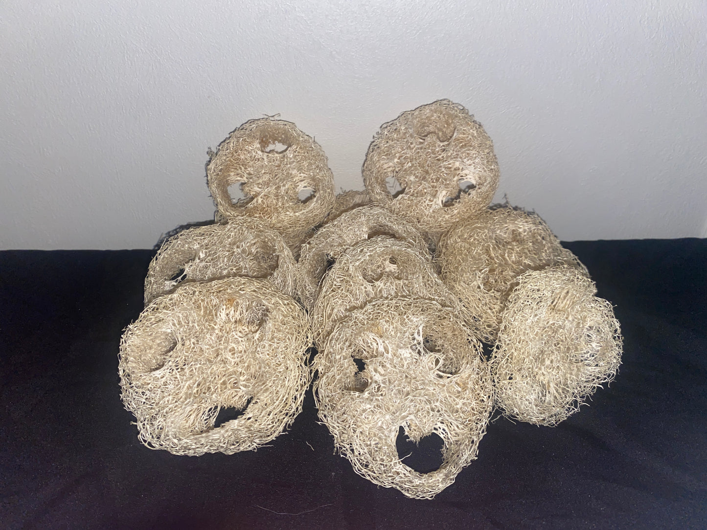 12 Loofah Rounds Cuts 3/4-1” thick Luffa 2 3/4-3” wide Organic Hand Harvested Pesticide Free